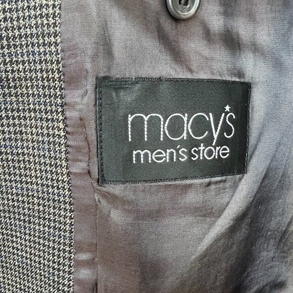 Lauren Ralph Lauren Blazer Jacket Mens 42L Houndstooth Two Button Brown Navy - Picture 7 of 16